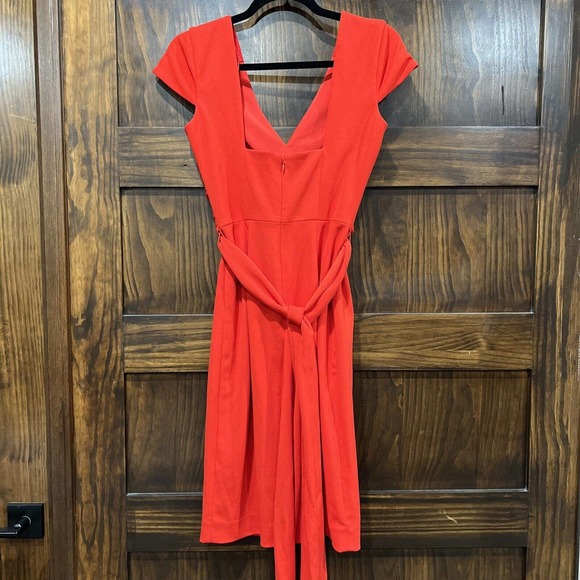 Dress The Population Women Small Red Body Con Wrap V-Neck Cap Sleeve Dana - Picture 6 of 14